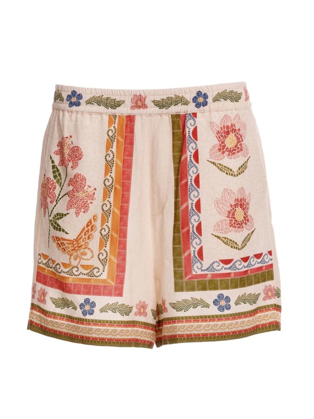 NWT Agua Bendita Watts Linen Blend Shorts Butterfly Floral Anthropologie - Picture 4 of 7